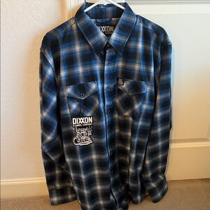 DIXXON Men's Black and Blue Plaid Shirt